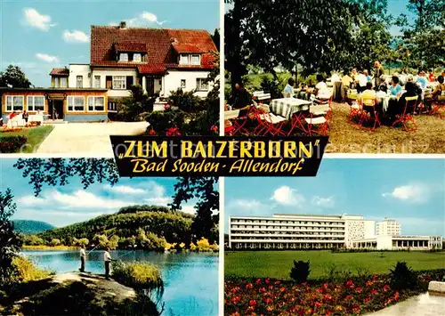 AK / Ansichtskarte 73846589 Bad_Sooden-Allendorf Pension Haus Waldluft mit Gaststaette Balzerborn Terrasse Angelsee  Bad_Sooden-Allendorf