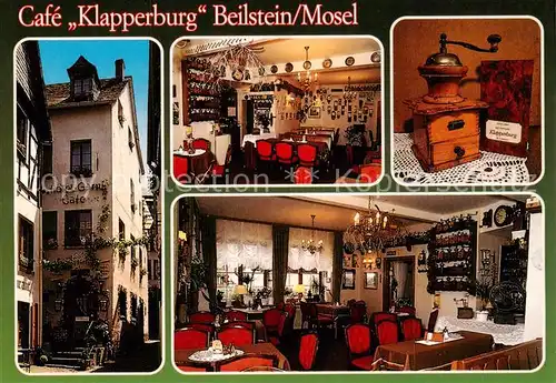 AK / Ansichtskarte 73846602 Beilstein_Mosel Hotel Cafe Klapperburg Gastraeume Kaffeemuehle Beilstein_Mosel