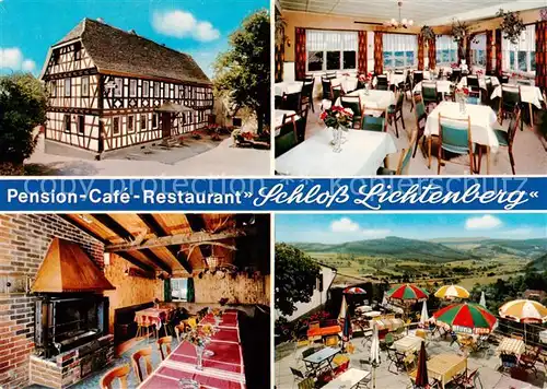 AK / Ansichtskarte 73846612 Lichtenberg_Odenwald Pension Cafe Restaurant Schloss Lichtenberg Gastraeume Terrasse Lichtenberg Odenwald