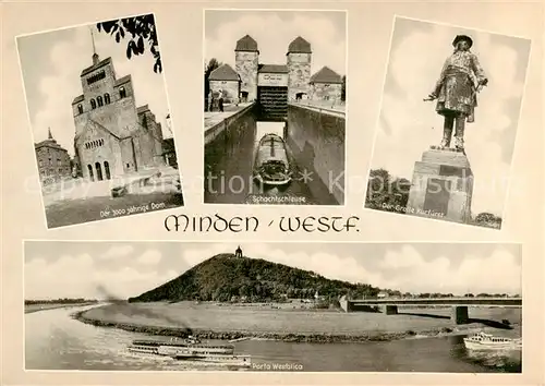 AK / Ansichtskarte  Minden__Westfalen_Weser 1000jaehriger Dom Schachtschleuse Der Grosse Kurfuerst Porta Westfalica 