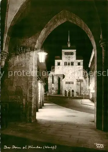 AK / Ansichtskarte  Minden__Westfalen_Weser Dom bei Nacht 