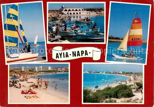 AK / Ansichtskarte Ayia_Napa_Agia_Napa_Cyprus Kuestenpanorama Strand Wassersport Fischerboote 