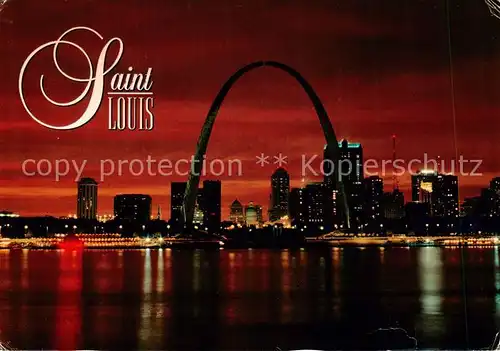 AK / Ansichtskarte Saint_Louis_Missouri_USA St. Louis Riverfront Gateway Arch Skyline Sunset 