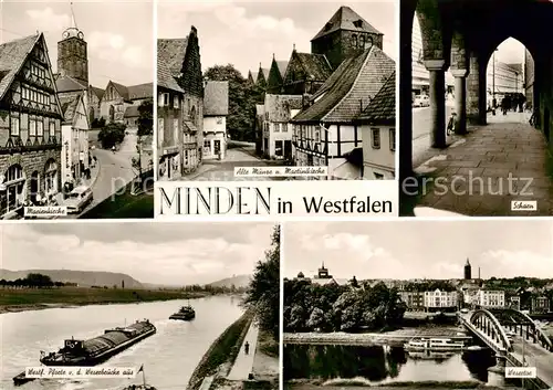 AK / Ansichtskarte Minden__Westfalen_Weser Marienkirche Alte Muenze Martinikirche Scharn Westfaelische Pforte Weserbruecke Wesertor 