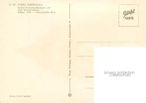 AK / Ansichtskarte Porta_Westfalica Kaiser Wilhelm Denkmal auf dem Wittekindberg Kuenstlerkarte Porta_Westfalica
