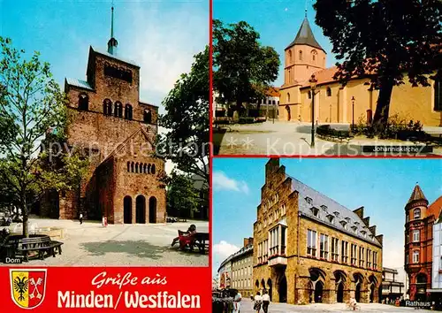 AK / Ansichtskarte Minden__Westfalen_Weser Dom Johanniskirche Rathaus