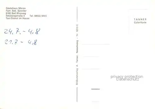 AK / Ansichtskarte Bad_Wiessee Gaestehaus Meran Bad_Wiessee