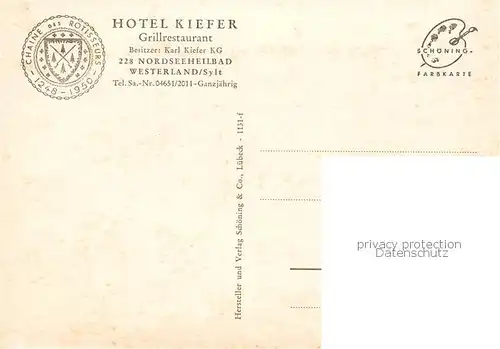 AK / Ansichtskarte Westerland_Sylt Hotel Kiefer Grillrestaurant Westerland_Sylt