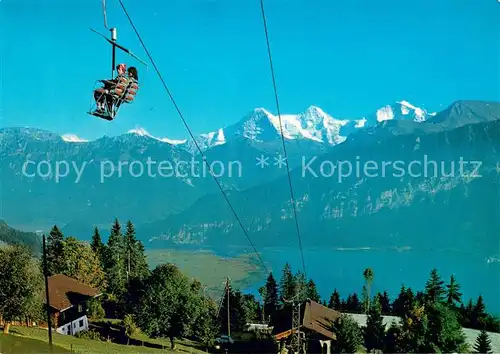 AK / Ansichtskarte  Sessellift_Chairlift_Telesiege Beatenberg Sessellbahn Niederhorn Eige Moench Jungfrau 