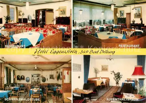AK / Ansichtskarte 73847536 Bad_Driburg Hotel Eggenwirth Restaurant Schwarzwaldstube Aufenthaltsraum Bad_Driburg