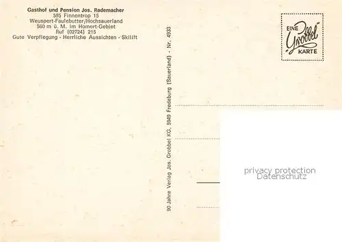 AK / Ansichtskarte  Weuspert Gasthof Pension Finnentrop Gastraum Landschaftspanorama Weuspert