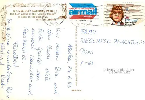 AK / Ansichtskarte  Mount_McKinley_Alaska National Park The high peaks of the Alaska Range 