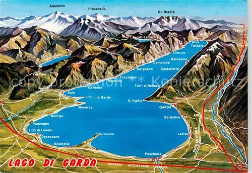 AK / Ansichtskarte 73847652 Lago_di_Garda Panoramakarte Lago_di_Garda