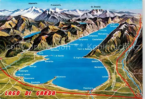 AK / Ansichtskarte  Lago_di_Garda Panoramakarte Lago_di_Garda