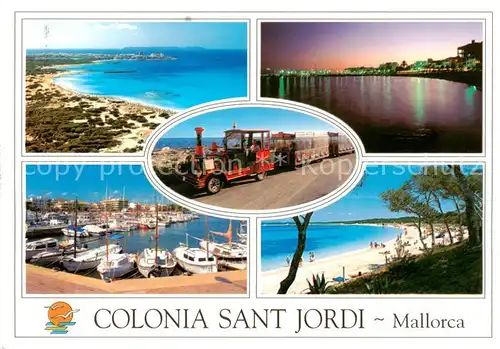 AK / Ansichtskarte 73847656 Sant_Jordi Colonia Stant Jordi Strandpartien Inselbahn Bootshafen Sant_Jordi