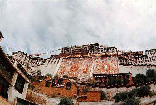 AK / Ansichtskarte  Lhasa_China Display of a giant Tangka in Potala Palace 