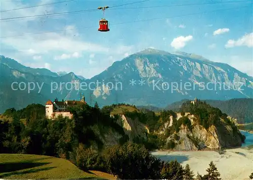 AK / Ansichtskarte 73847738 Seilbahn_Cable-Car_Telepherique Schloss Rhaezuens Schwebebahn Rhaezuens Feldis 