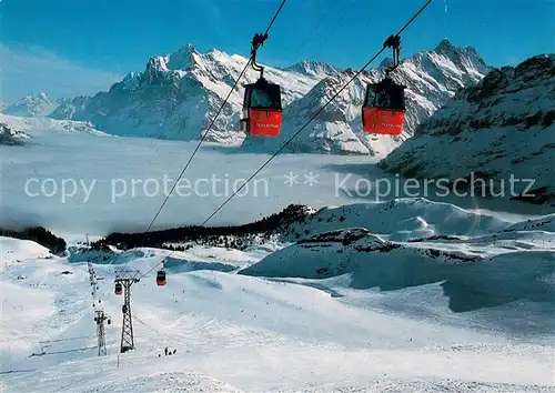 AK / Ansichtskarte  Seilbahn_Cable-Car_Telepherique Gondelbahn Griendelwald Maennlichen Wetterhorn Schreckhorn 