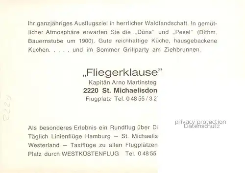 AK / Ansichtskarte 73847802 St_Michaelisdonn Fliegerklause Flugplatz Motorflugzeug Segelflugzeug Landschaftspanorama St_Michaelisdonn