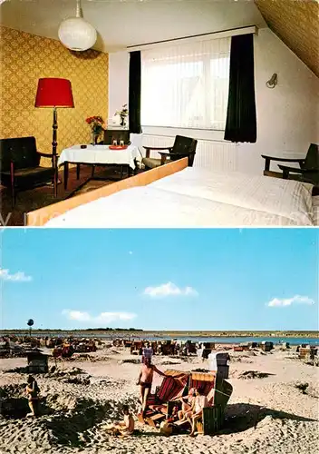 AK / Ansichtskarte  Buesum_Nordseebad Pension Achtern Diek Strand Gaestezimmer Buesum_Nordseebad