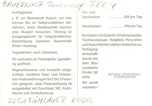 AK / Ansichtskarte  Tuemlauer_Koog Bauernhof und Ferienhof Frey Ponyreiten Pferdekutsche Garten Bootsliegeplatz 