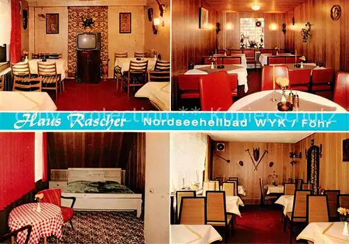 AK / Ansichtskarte 73847840 Wyk__Foehr Haus Rascher Gastraeume Zimmer 