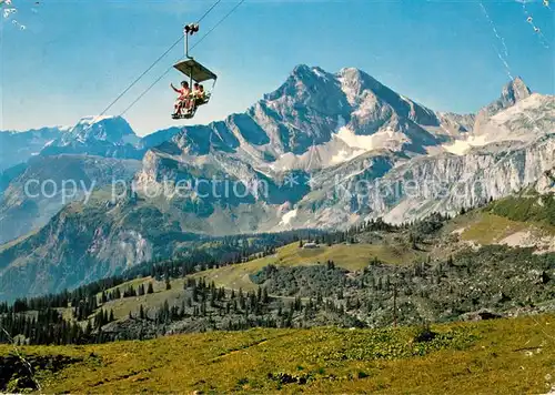 AK / Ansichtskarte  Sessellift_Chairlift_Telesiege Braunwald Gummen Toedi Ortstock 