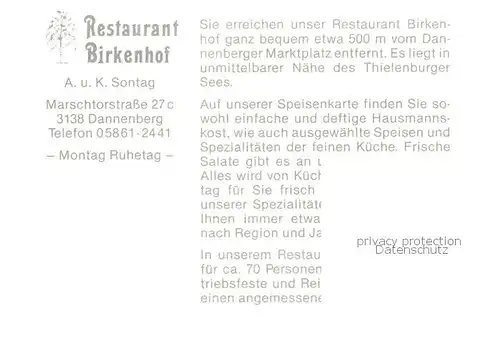 AK / Ansichtskarte  Dannenberg_Elbe Restaurant Birkenhof Dannenberg Elbe