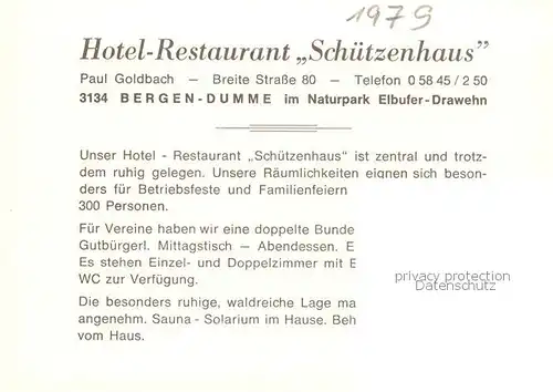 AK / Ansichtskarte  Bergen_Dumme Hotel Restaurant Schuetzenhaus Bergen Dumme