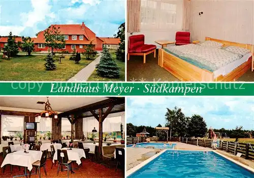 AK / Ansichtskarte  Suedkampen Landhaus Meyer Gaststube Zimmer Schwimmbad Suedkampen