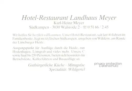 AK / Ansichtskarte 73847943 Suedkampen Hotel Restaurant Landhaus Meyer Suedkampen