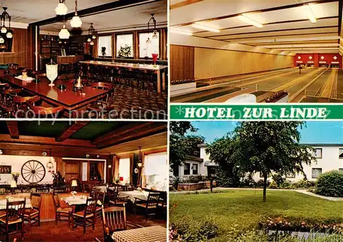 AK / Ansichtskarte  Hittfeld Hotel Zur Linde Gastraeume Parkt Bowlingbahn Hittfeld