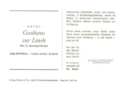 AK / Ansichtskarte 73847947 Hittfeld Hotel Zur Linde Bar Gastraeume Hittfeld