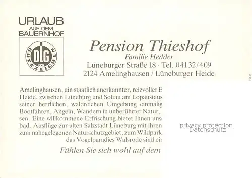 AK / Ansichtskarte  Amelinghausen_Lueneburger_Heide Pension Thieshof Amelinghausen_Lueneburger