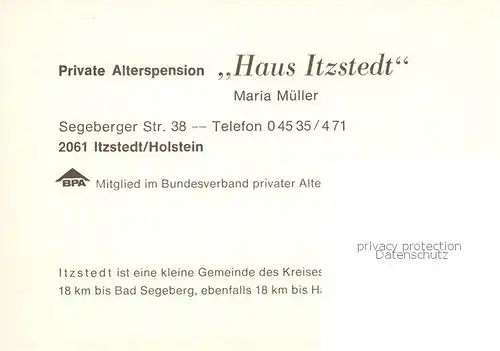 AK / Ansichtskarte 73847955 Bad_Segeberg Private Alterspension Haus Itzstedt Bad_Segeberg