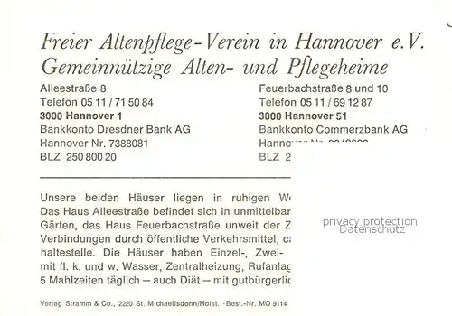 AK / Ansichtskarte  Hannover Freier Altenpflege Verein in Hannover eV Hannover