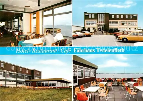 AK / Ansichtskarte  Twielenfleth_Hollern Hotel Restaurant Cafe Faehrhaus Gastraum Terrasse 