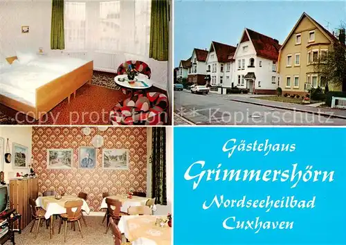AK / Ansichtskarte 73847972 Cuxhaven_Nordseebad Gaestehaus Grimmershoern Zimmer Gaststube Cuxhaven_Nordseebad