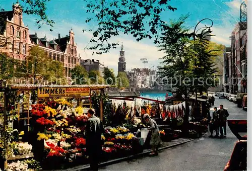 AK / Ansichtskarte  Amsterdam__NL Blumenmarkt mit Muenzturm 