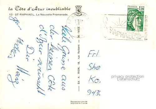 AK / Ansichtskarte  Saint-Raphael__83_Var La Nouvelle Promenade 