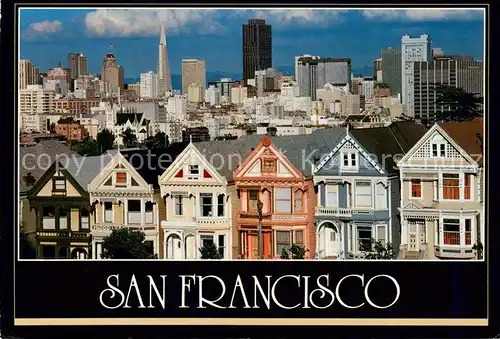 AK / Ansichtskarte 73848159 San_Francisco_California_USA Skyline and Quaint Victorian Homes in Beautiful 