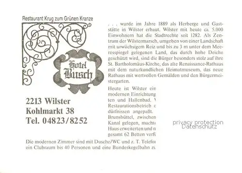 AK / Ansichtskarte  Wilster Hotel Busch Gaststube Festsaal Wilster