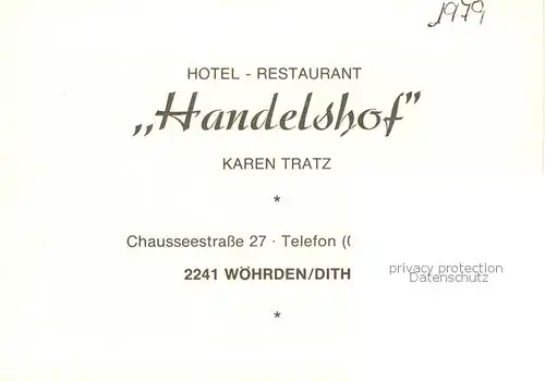 AK / Ansichtskarte 73848200 Woehrden_Dithmarschen Hotel Handelshof Woehrden Dithmarschen