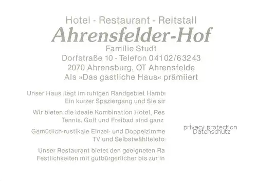 AK / Ansichtskarte 73848206 Ahrensburg Hotel Restaurant Reitstall Ahrensfelder Hof Gartenterrasse Ahrensburg