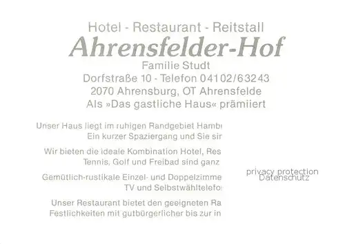 AK / Ansichtskarte  Ahrensburg Hotel Restaurant Reitstall Ahrensfelder Hof Gartenterrasse Ahrensburg