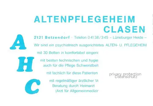 AK / Ansichtskarte 73848211 Betzendorf_Betzendorf Altenpflegeheim Clasen Betzendorf Betzendorf