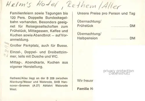 AK / Ansichtskarte 73848216 Rethem_Aller Helms Hotel Gastraum Rethem_Aller