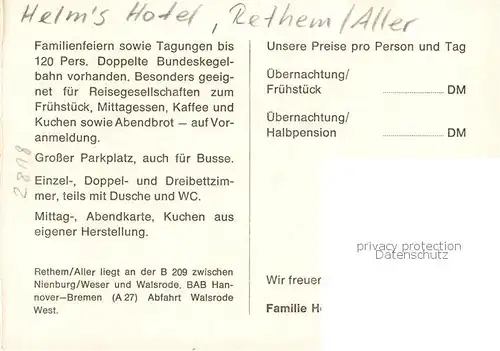 AK / Ansichtskarte  Rethem_Aller Helms Hotel Gastraum Rethem_Aller