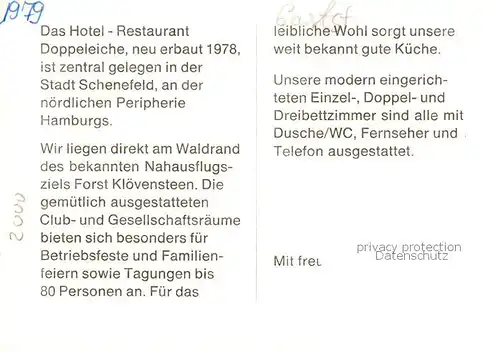 AK / Ansichtskarte 73848228 Schenefeld_Hamburg Hotel Restaurant Doppeleiche Zimmer Gastraeume Schenefeld Hamburg