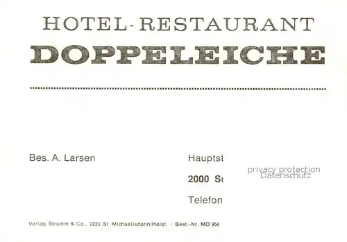 AK / Ansichtskarte 73848229 Schenefeld_Hamburg Hotel Restaurant Doppeleiche Schenefeld Hamburg